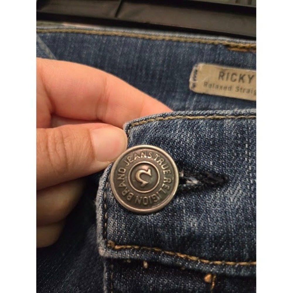 True Religion Ricky Relaxed Straight Jeans Blue Mens Size 36 - Picture 4 of 7